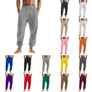 Mens Sweatpants with Pockets Elastic Waist Drawstring Joggers, Tapered Sport Trouser for Workout & Athletic Use  Blue M