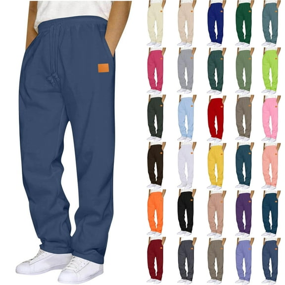 Mens Sweatpants with Pockets Fashion Drawstring Elastic Waist Solid Casual Fashion Trend Sweat Length Pants Men's Pants Sweatpants