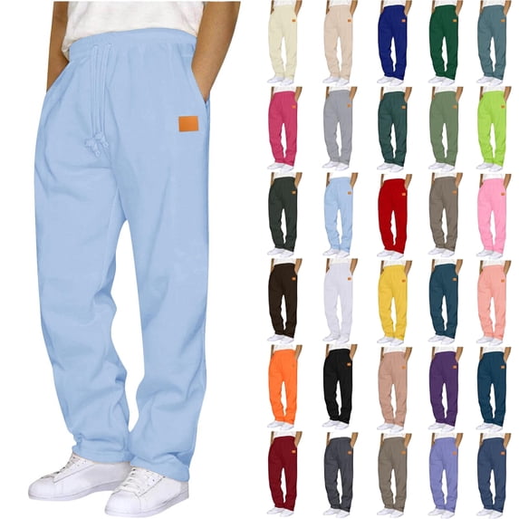 Mens Sweatpants with Pockets Fashion Drawstring Elastic Waist Solid Casual Fashion Trend Sweat Length Pants Men's Pants Sweatpants