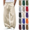 thumbnail image 1 of Mens Sweatpants with Pockets Loose Casual Barrel Sweat Pants,Drawstring Elastic Waist Curved Seam Wide Leg Athletic Pants for Running, 1 of 6