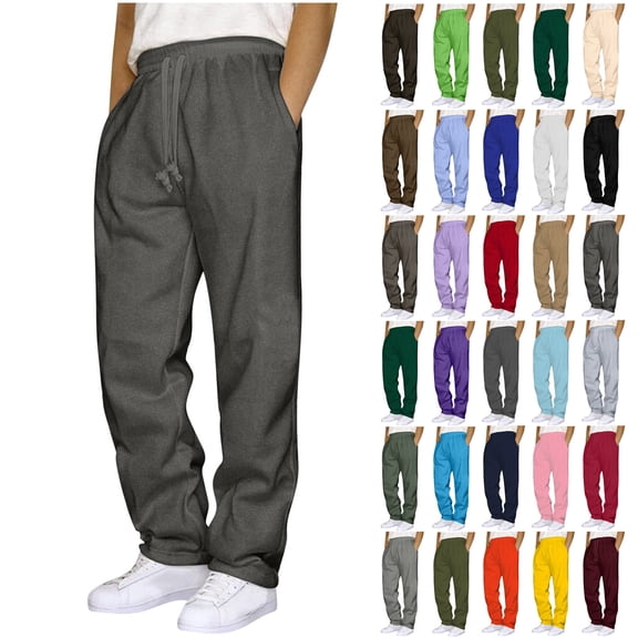 Men's Jogger Sweatpants with Pokets for Casual Wear & Sports - Solid Color Comfortable Lounge Pants with Adjustable Drawstring and Cuffs, Sizes S-3XL