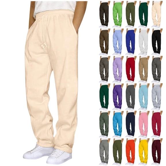 Men's Jogger Sweatpants with Pokets for Casual Wear & Sports - Solid Color Comfortable Lounge Pants with Adjustable Drawstring and Cuffs, Sizes S-3XL