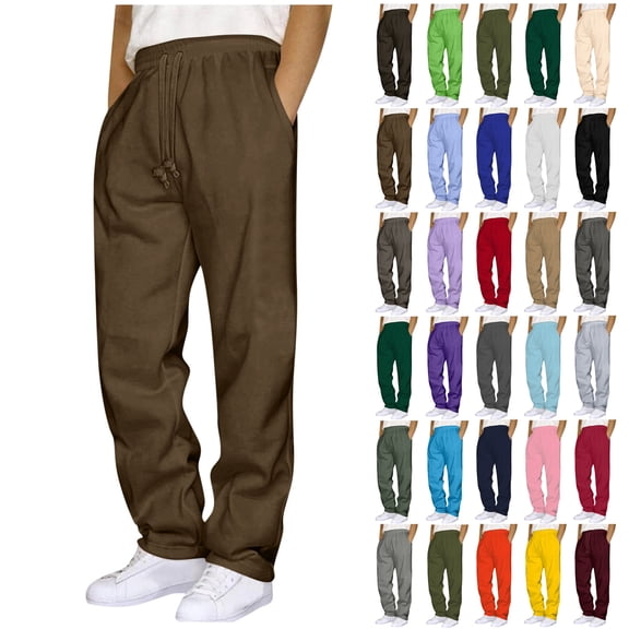 Men's Jogger Sweatpants with Pokets for Casual Wear & Sports - Solid Color Comfortable Lounge Pants with Adjustable Drawstring and Cuffs, Sizes S-3XL