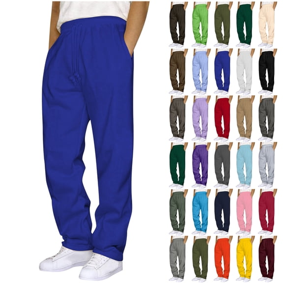 Men's Jogger Sweatpants with Pokets for Casual Wear & Sports - Solid Color Comfortable Lounge Pants with Adjustable Drawstring and Cuffs, Sizes S-3XL