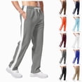 thumbnail image 1 of Mens Sweatpants with Pockets - Mesh Open Bottom Athletic Joggers for Men Loose Fit Gym Workout Running Casual Pants Blue L, 1 of 5