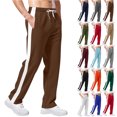 thumbnail image 1 of Mens Sweatpants with Pockets Outdoor Running Jogger Pants Elastic Waist Drawstring Workout Casual Sweatpants Open Bottom Brown L, 1 of 7