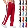 thumbnail image 1 of Mens Sweatpants with Pockets Outdoor Running Jogger Pants Elastic Waist Drawstring Workout Casual Sweatpants Open Bottom Red L, 1 of 7