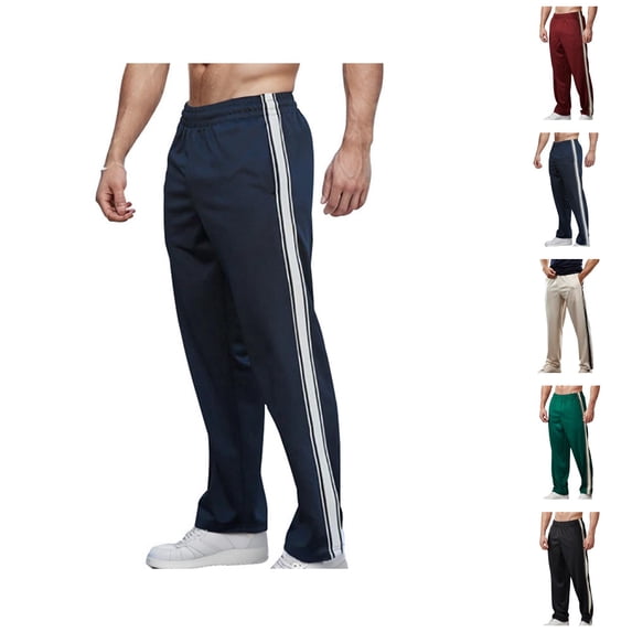 Mens Sweatpants with Pockets Side Striped Relaxed Fit Elastic Waist Straight Leg Athletic Workout Pants Casual Trousers