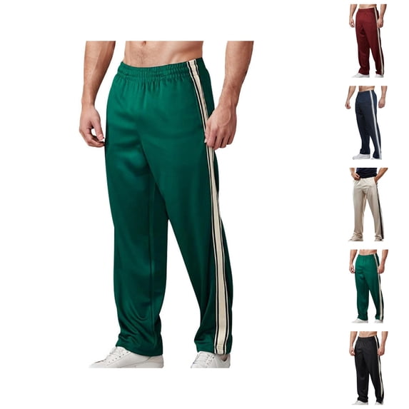 Mens Sweatpants with Pockets Side Striped Relaxed Fit Elastic Waist Straight Leg Athletic Workout Pants Casual Trousers