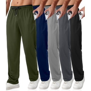 Mens Sweatpants with Zipper Pockets 5 Pack Mens Joggers for Men Open Bottom Mesh Athletic Pants for Workout,Running