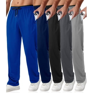 Mens Sweatpants with Zipper Pockets 5 Pack Mens Joggers for Men Open Bottom Mesh Athletic Pants for Workout,Running