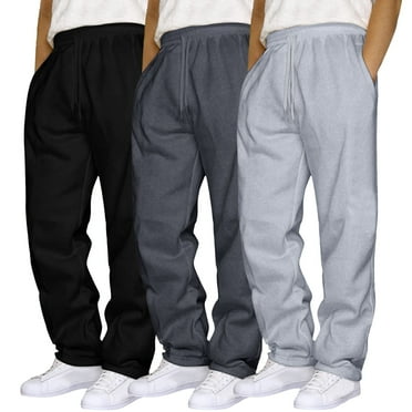 Mens Sweatpants with Zipper Pockets and Drawstring, 3 Pack Active Tech Joggers for Men