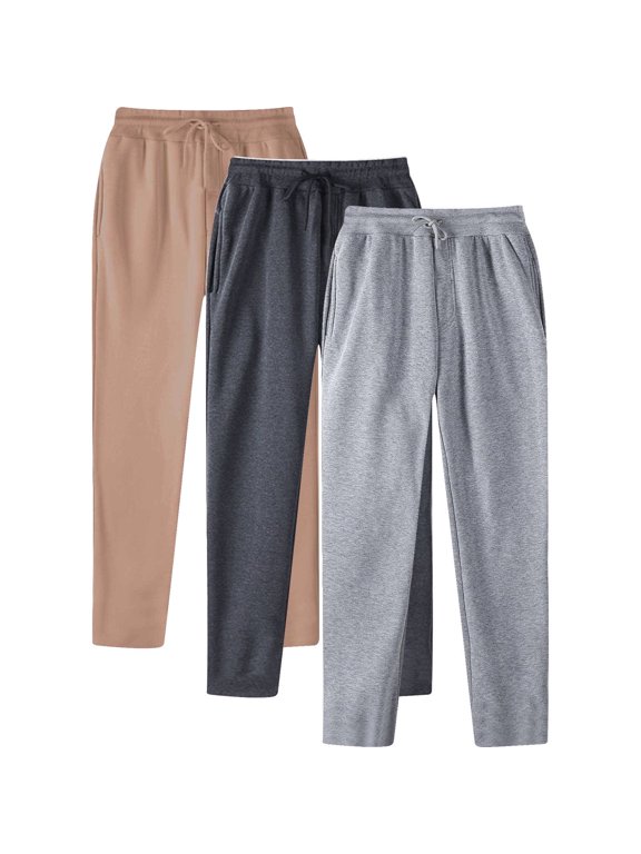 Mens Sweatpants with Zipper Pockets and Drawstring, 3 Pack Active Tech Joggers for Men