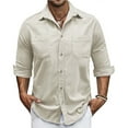 thumbnail image 1 of Mens Sweatshirt Under $10 Men's Casual Button Down Shirts Long Sleeve Textured Wrinkle Free Untucked Shirt with Pocket Slim Fit Business Office Shirts, 1 of 7
