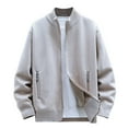 thumbnail image 1 of Mens Sweatshirt 2025 Cardigan Sweaters for Men Full Zip Casual Long Sleeve Ribbed Knit Stand Collar Fleece Sweater with Zipper Pockets, 1 of 9