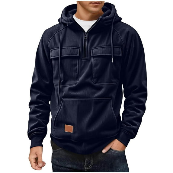 Mens Sweatshirt 2025 Corduroy Jacket Big And Tall Hoodies for Men Quarter Zip Up Hooded Sweatshirts Workout Gym Men Fashion Outdoor Pullover