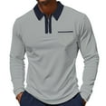 thumbnail image 1 of Mens Sweatshirt 2025 Men Shirt Long Sleeve Zipper Neck T-Shirts Band Collar Chest Pocket Casual Undershirt Golf Pullover Tees Tops, 1 of 2