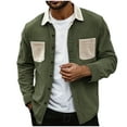 thumbnail image 1 of Mens Sweatshirt 2025 Men's Corduroy Button Down Shirt, Black with Beige Contrast Collar and Pockets, Long Sleeve Casual Style, 1 of 6