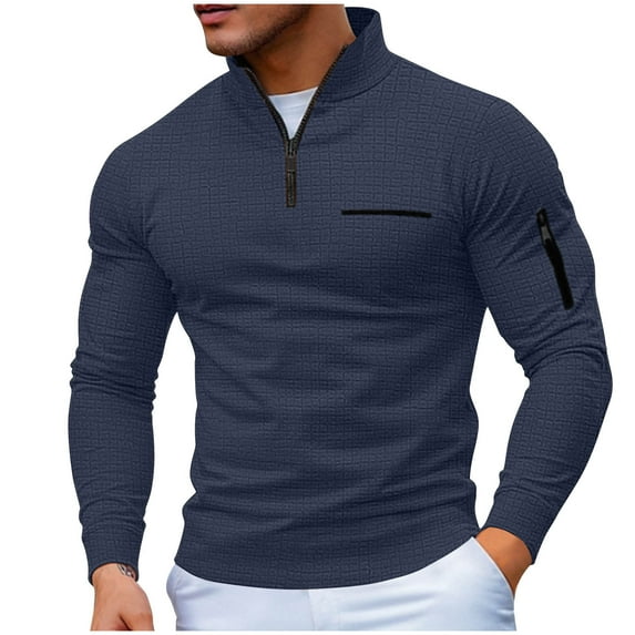 Mens Sweatshirt 2025 Men's Long Sleeve Shirts 1/4 Zip Up Pullover Sweater Slim Fit Casual Stylish Mock Neck Golf Shirt with Pocket