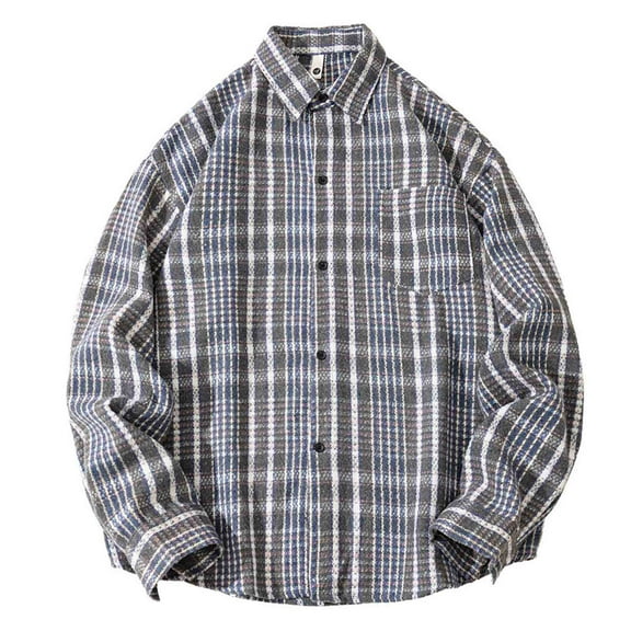 Mens Sweatshirt 2025 Men’s Loose Button Down Plaid Shirts Casual 2025 Fall Stylish Checkered Long Sleeve Lapel Flannel Shirt Jackets