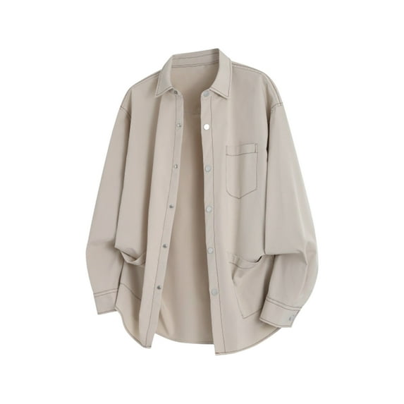 Mens Sweatshirt 2025 Men’s Loose Versatile Button Down Cardigan Shirts - Casual 2025 Fall Long Sleeve Lapel Solid Color Shirt Jackets