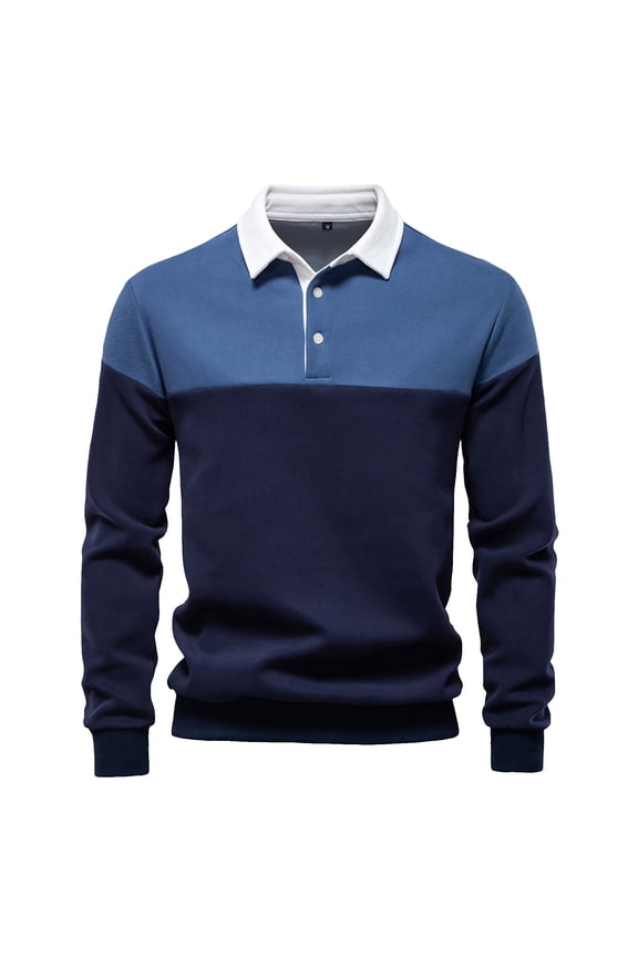 Mens Sweatshirt 2025 Men's Preppy Shirts Stylish Color Block Casual Long Sleeve Slim Fit Pullover Spring Sweatshirt with Collar