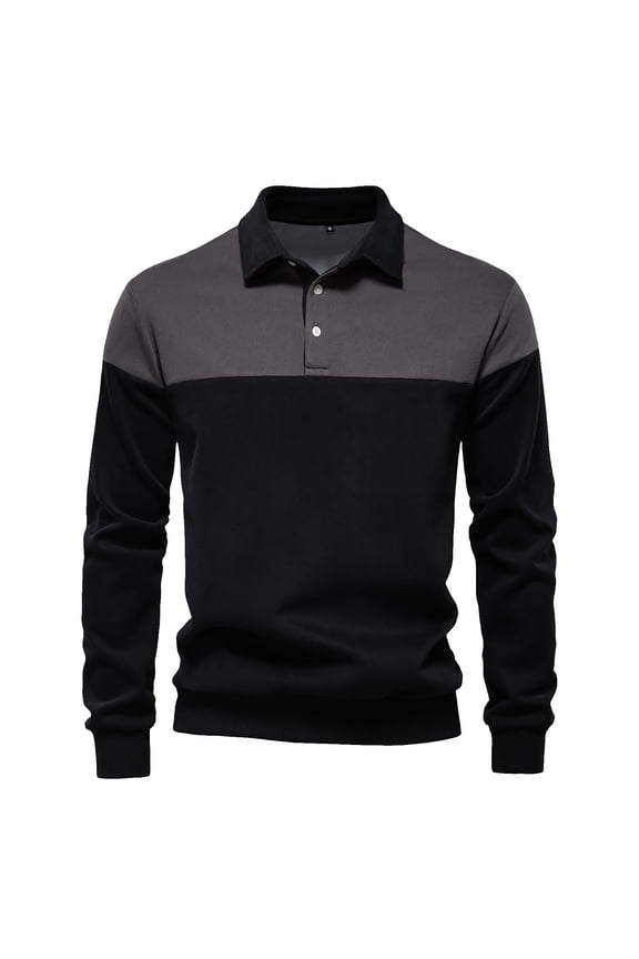 Mens Sweatshirt 2025 Men's Preppy Shirts Stylish Color Block Casual Long Sleeve Slim Fit Pullover Spring Sweatshirt with Collar