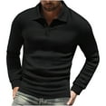 thumbnail image 1 of Mens Sweatshirt 2025 Men's Waffle Knit Long Sleeve Polo Shirt Spread Collar Button Up Polo Shirts for Men, 1 of 9