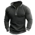 thumbnail image 1 of Mens Sweatshirt 2025 Mens Half Zip Pullover Knit Textured Mock Neck Long Sleeve Sweatshirts Casual Athletic Muscle Tops Fall Polo Sweater, 1 of 3