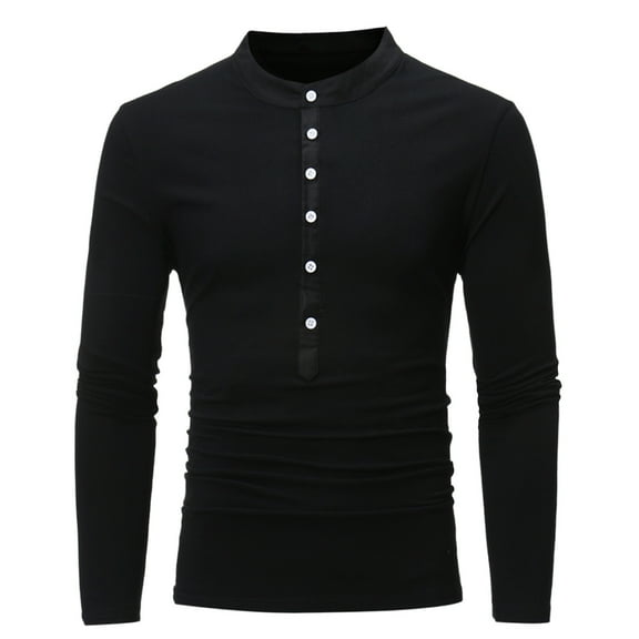 Mens Sweatshirt 2025 Shirts for Men Button Down Crewneck Solid Color Slim Fit T-Shirt Long Sleeve Patchwork Relaxed 2025 Shirt Clothes