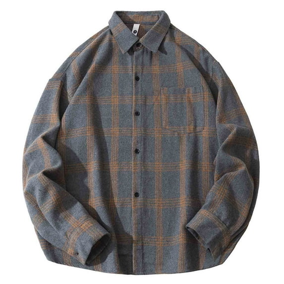 Mens Sweatshirt 2025 Shirts for Men Long Sleeve Flip Collar Lightweight Button Down Plaid Shirts Vintage Casual Jacket Fall Clothes