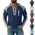 thumbnail image 1 of Mens Sweatshirt Drawstring Hooded Color Blocked Long Sleeve Sweatshirt, 1 of 5