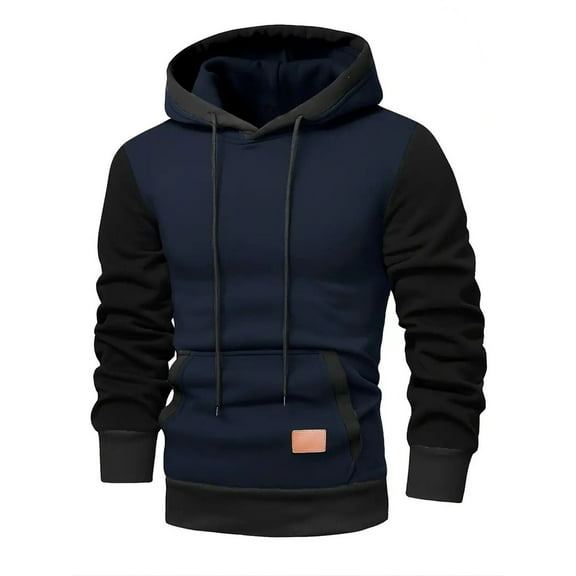Mens Sweatshirt - Fleece Lined Long Sleeve Hoodies Color Block Raglan Sleeve Sportswear Tactical Drawstring Pullover