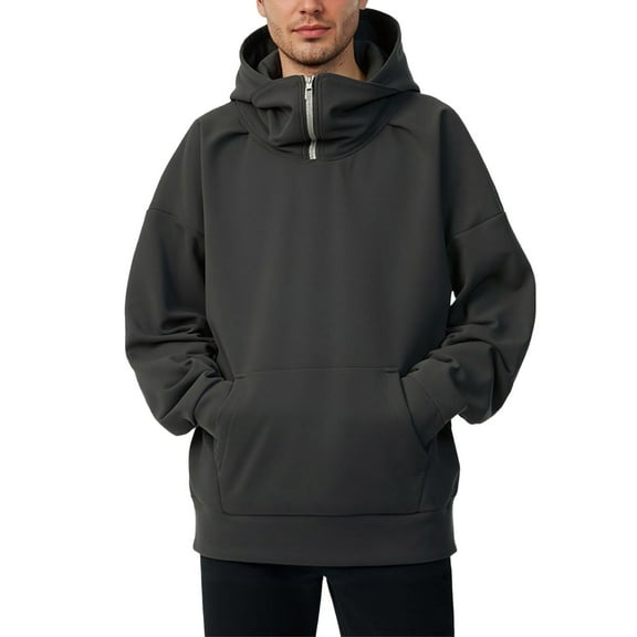 Mens Sweatshirt,Heavyweight Zip Up Hooded Sweatshirt Relaxed Fit Pullover Jacket for Autumn Winter Casual,Men's Sweatshirts,06 Black,XL