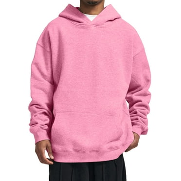Mens Sweatshirt Hoodie Outdoor Non-Shedding Men’S Hoodie Lightweight Workout Back To School Mens Hooded Sweatshirts Clearance Pink L