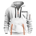 thumbnail image 1 of Mens Sweatshirt Hoodie Pullover Drawstring Solid Color Long Sleeve Tops with Pocket Casual Comfortable Coat White 5XL, 1 of 4