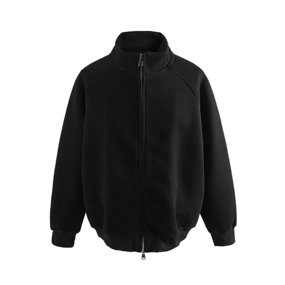 Mens Sweatshirt Stand Up Cardigan Sweater Casual Double Zipper Trend Jacket Fall Clothes Tops Pullover Black XL