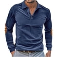 thumbnail image 1 of Mens Sweatshirt Under $10 Corduroy Polo Shirts for Men Fall Long Sleeve Tops Button Collared Slim-Fit Retro Color Patchwork T-Shirt, 1 of 8