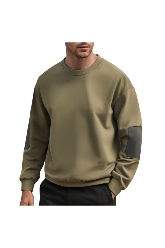 Mens Sweatshirt Under $10 Fall Winter Casual Long Sleeve Basic Sweatshirts Patchwork Round Neck Pullovers Men's Clothing