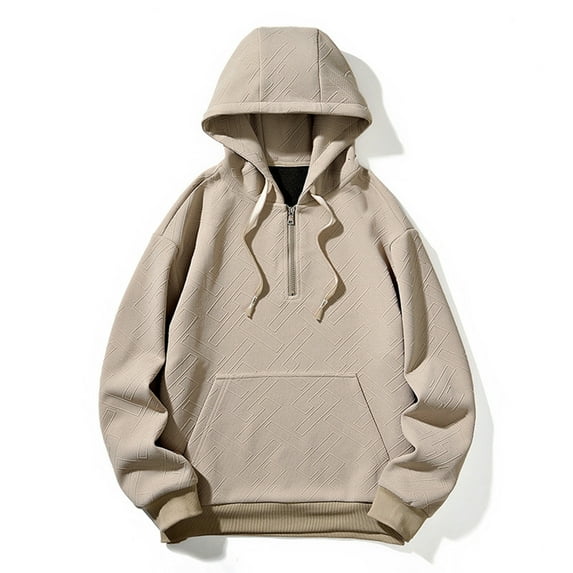 Mens Sweatshirt Under $10 Hoodie Sweatshirt Quarter Zip Men Early Fall Fashion Texture Pullover Casual Long Sleeve Workout Hoodies With Pockets
