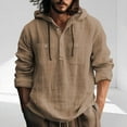 thumbnail image 1 of Mens Sweatshirt Under $10 Linen Shirts for Men Lightweight Button Up Long Sleeve Shirts with Hood Regular Fit Cotton Beach Shirt, 1 of 5