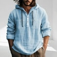 thumbnail image 1 of Mens Sweatshirt Under $10 Linen Shirts for Men Lightweight Button Up Long Sleeve Shirts with Hood Regular Fit Cotton Beach Shirt, 1 of 5