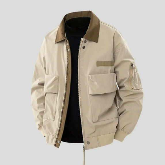 Mens Sweatshirt Under $10 Men Casual Bomber Jacket with Multi Pockets Zip Up Windproof Jackets