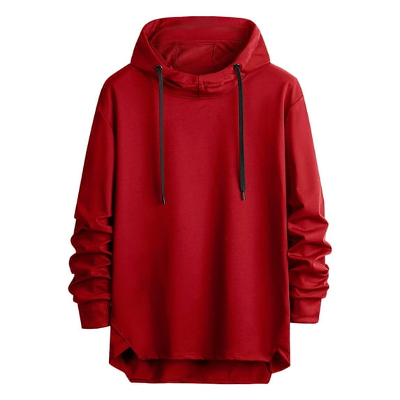 Mens Sweatshirt Under $10 Men's Hooded Sweatshirt Drawstring Printed Asymmetrical Hem Drawstring Hoodie