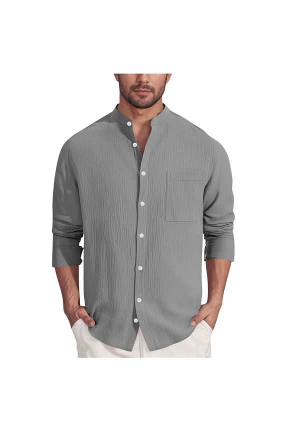 Mens Sweatshirt Under $10 Men's Long Sleeve Button Up Shirts Athletic Fit Dress Shirts Slim Fit Collar Shirt Beach Summer Tops with Pocket 2025