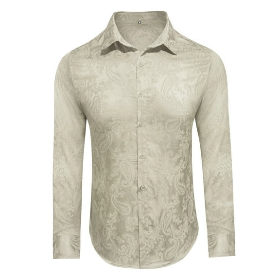 Mens Sweatshirt Under $10 Men's Long-Sleeved Silk Shirt Single-Breasted Soft and Breathable Wedding Shirt