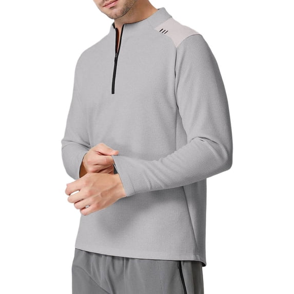Mens Sweatshirt Under $10 Men’s Quarter-Zip Pullovers Lightweight Long Sleeve Athletic Gym Tees Stand Collar Outdoor Workout Running Shirts