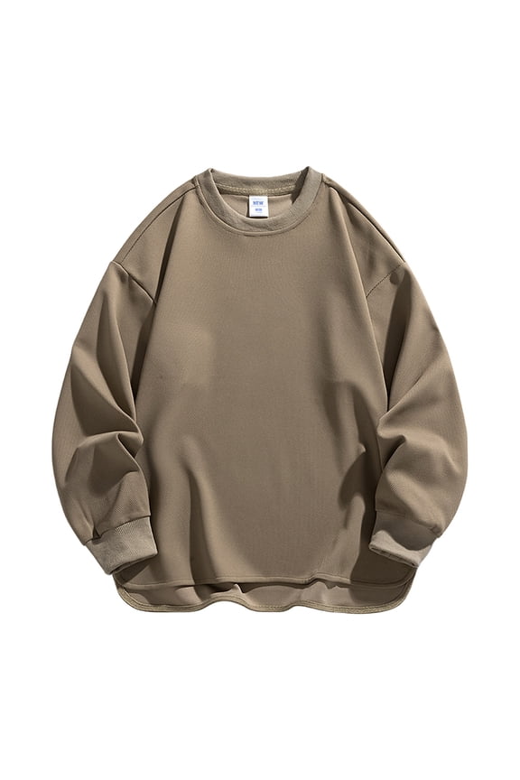 Mens Sweatshirt Under $10 Men's Round Neck Sweatshirt Loose Solid Color Versatile Long Sleeve Bottoming Top