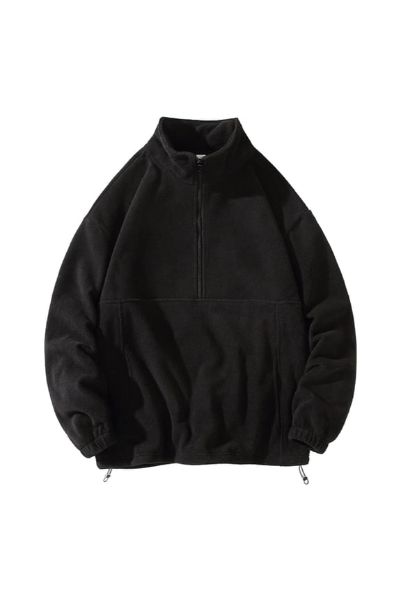 Mens Sweatshirt Under $10 Men's Velvet Knit Sweater Pullover Stand Up Collar Tactical Sweatshirt Warm Loose Solid Color Sweater Sweatshirts