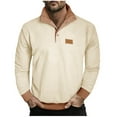 thumbnail image 1 of Mens Sweatshirt Under $10 Mens Casual Corduroy Sweatshirt Long Sleeve Quarter Button Up Stand Collar Pullover Sweatshirts for Fall Winter, 1 of 8